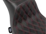 Drag Specialties DS-0802-1637 Performance Predator 2-Up Dual Seat w/Red Double Diamond Lattice Stitch for Harley-Davidson Sport Glide/Low Rider 18-Up/Low Rider S 20-Up/Low Rider ST 22-Up