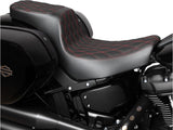 Drag Specialties DS-0802-1637 Performance Predator 2-Up Dual Seat w/Red Double Diamond Lattice Stitch for Harley-Davidson Sport Glide/Low Rider 18-Up/Low Rider S 20-Up/Low Rider ST 22-Up