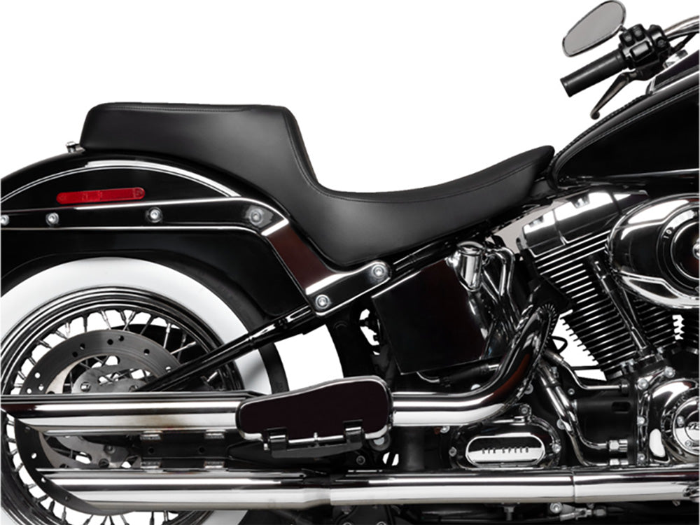 Drag Specialties DS-0802-1640 Performance Predator 2-Up Dual Seat Smooth Black for Harley-Davidson Softail 00-17 w/130 or 150 OEM Rear Tyre