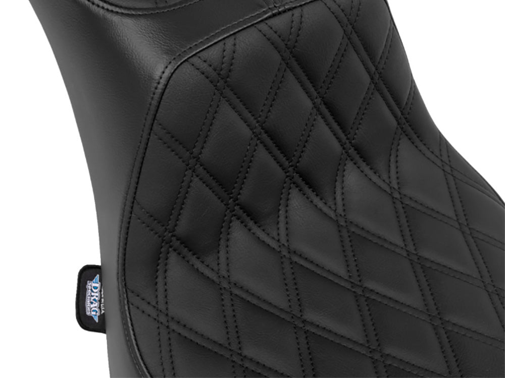 Drag Specialties DS-0802-1641 Performance Predator 2-Up Dual Seat w/Black Double Diamond Lattice Stitch for Harley-Davidson Softail 00-17 w/130 or 150 OEM Rear Tyre