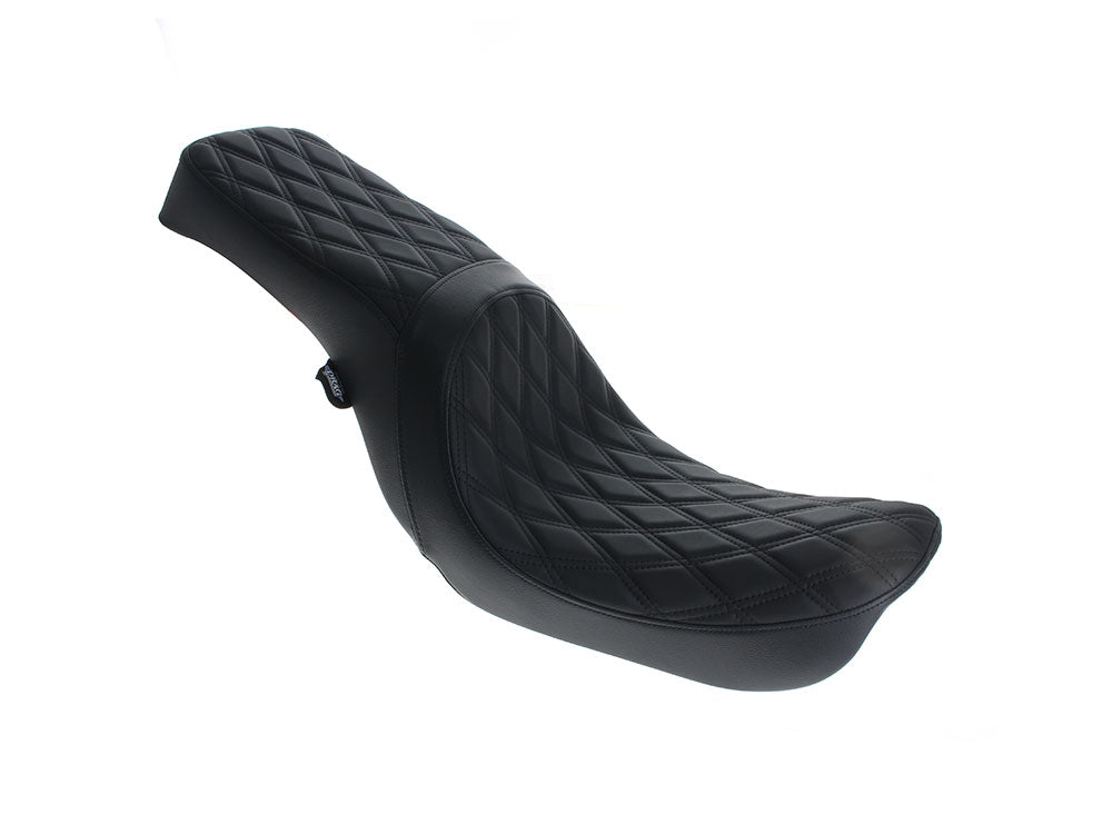 Drag Specialties DS-0803-0541 Predator 2-Up Dual Seat w/Black Double Diamond Lattice Stitch for Harley-Davidson Dyna 06-17