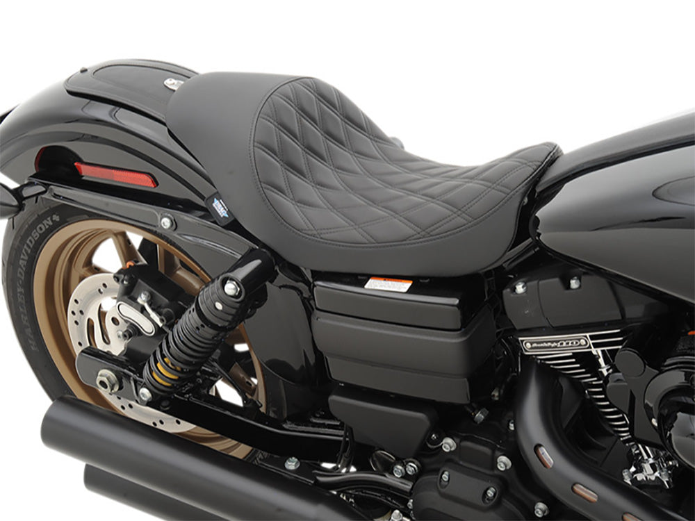Drag Specialties DS-0803-0543 3/4 Low Solo Seat w/Black Diamond Lattice Stitch for Harley-Davidson Dyna 06-17