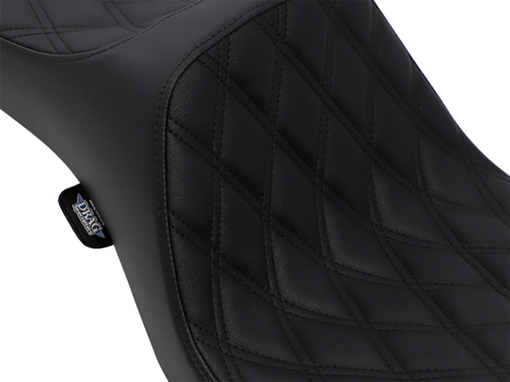 Drag Specialties DS-0803-0602 Predator 3 Dual Seat w/Black Double Diamond Lattice Stitch for Harley-Davidson Dyna 06-17