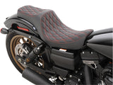 Drag Specialties DS-0803-0604 Predator 3 Dual Seat w/Red Double Diamond Lattice Stitch for Harley-Davidson Dyna 06-17