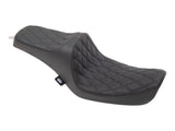 Drag Specialties DS-0803-0652 Predator 3 Dual Seat w/Black Double Diamond Lattice Stitch for Harley-Davidson Dyna 96-03