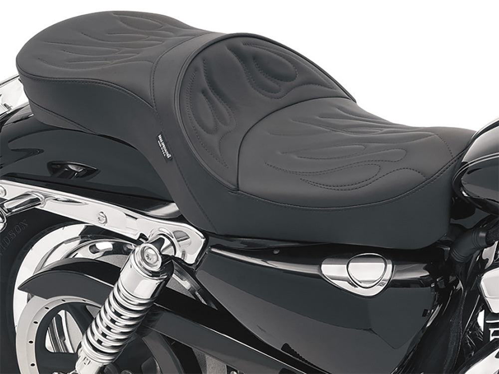 Drag Specialties DS-0804-0260 Low Profile Dual Touring Seat w/Flame Stitch for Harley-Davidson Sportster 04-21