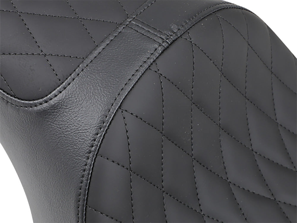 Drag Specialties DS-0804-0669 Caballero Dual Seat w/Solar Leather & Black Diamond Stitch for Harley-Davidson Sportster 04-21