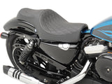 Drag Specialties DS-0804-0669 Caballero Dual Seat w/Solar Leather & Black Diamond Stitch for Harley-Davidson Sportster 04-21