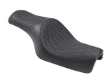 Drag Specialties DS-0804-0669 Caballero Dual Seat w/Solar Leather & Black Diamond Stitch for Harley-Davidson Sportster 04-21