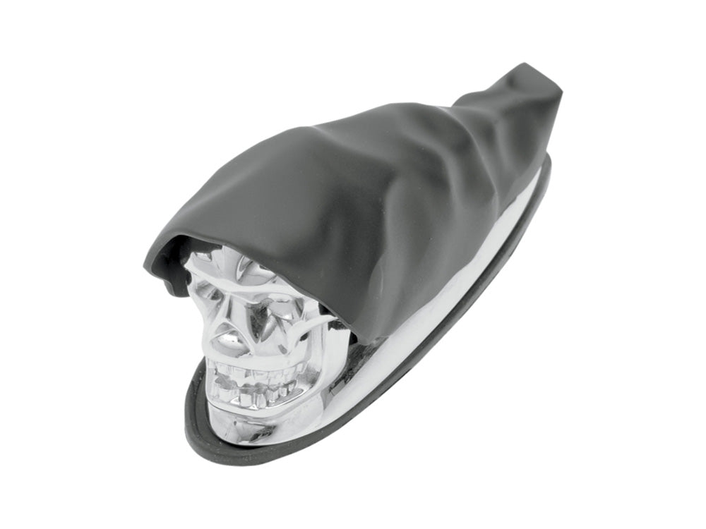 Drag Specialties DS-1405-0158 Shrouded Skull Front Fender Ornament Chrome & Black