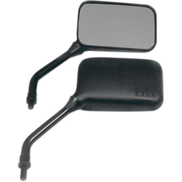 Emgo E2078203 True Vision Universal Mirrors Black w/Short Stem (Pair)