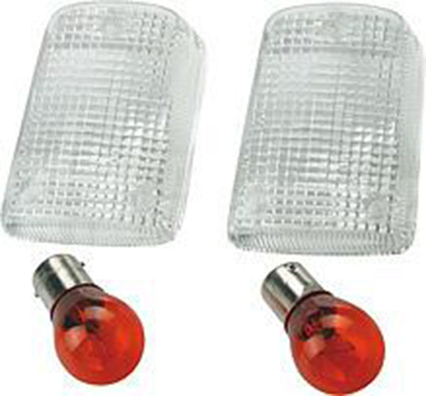 Emgo E5911540 Clear Turn Signal Lenses & Amber Bulbs for Kawasaki Models