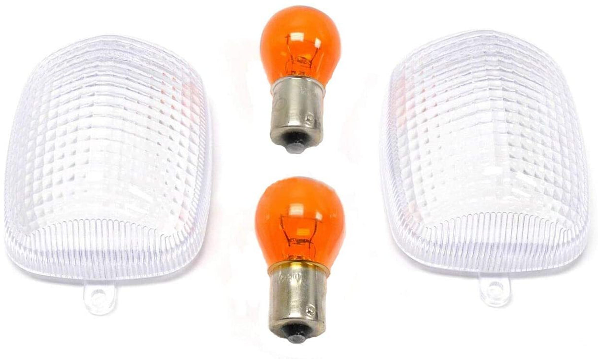 Emgo E5921310 Clear Turn Signal Lenses & Amber Bulbs for Honda CBR600F2/F3 91-98