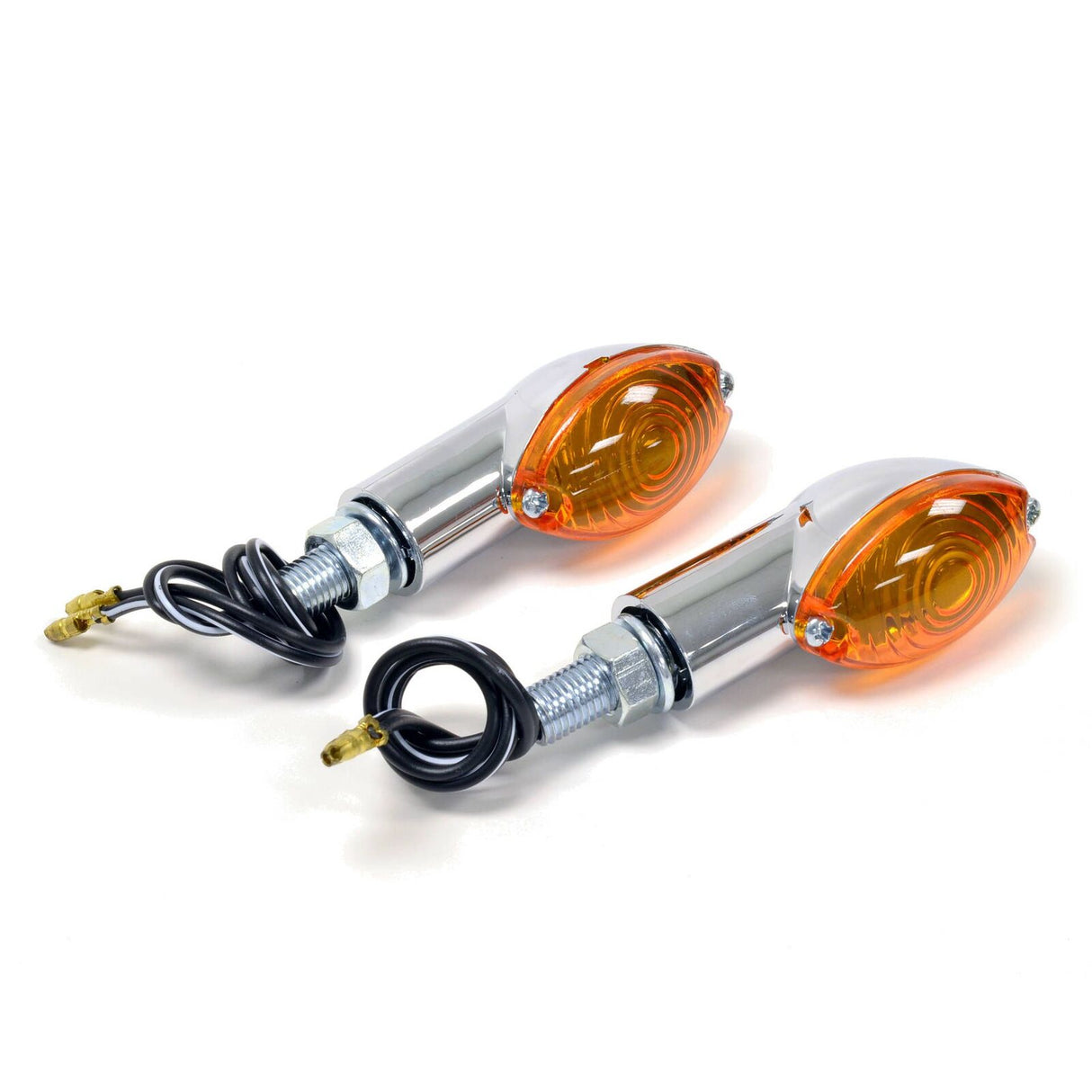 Emgo E6166251 Mini-Stem Cateye Deco Lights Chrome w/Amber Lens