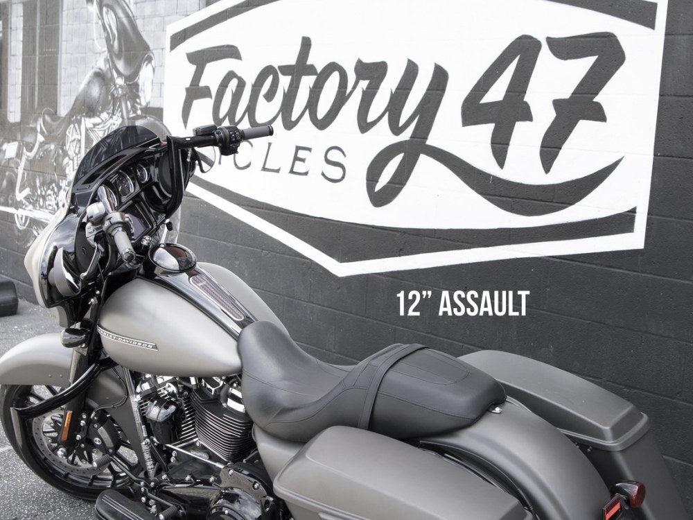 Factory 47 Cycles F47-HB1025012B 12" x 1-1/2" Assault Handlebar Gloss Black for Ultra/Street Glide Models