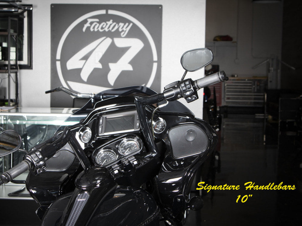 Factory 47 Cycles F47-HB1825010B 10" x 1-1/2" Signature Handlebar Gloss Black for Road Glide 15-23/Road King Special 17-Up