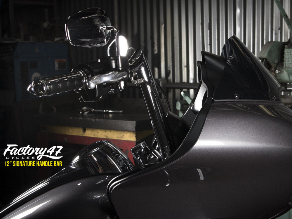 Factory 47 Cycles F47-HB1825012C 12" x 1-1/2" Signature Handlebar Chrome for Road Glide 15-23/Road King Special 17-Up