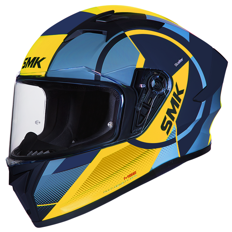 SMK Stellar Faro MA554 Matte Blue/Yellow Helmet