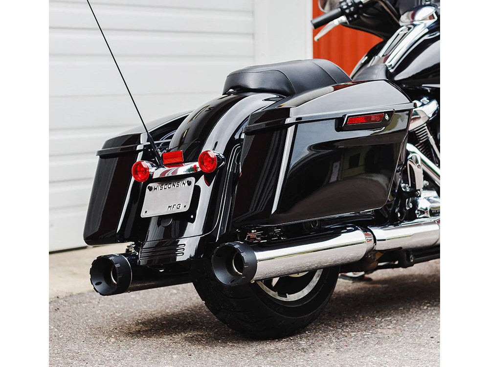 Firebrand FB-10-1055 Monarch 4.5" Slip-On Mufflers Chrome w/Black End Caps for Touring 17-Up