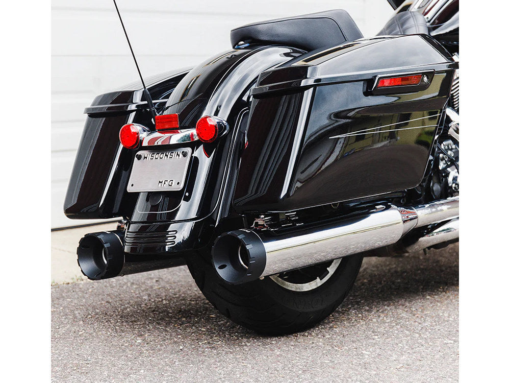 Firebrand FB-10-1057 Monarch 4.5" Slip-On Mufflers Chrome w/Black End Caps for Touring 95-16