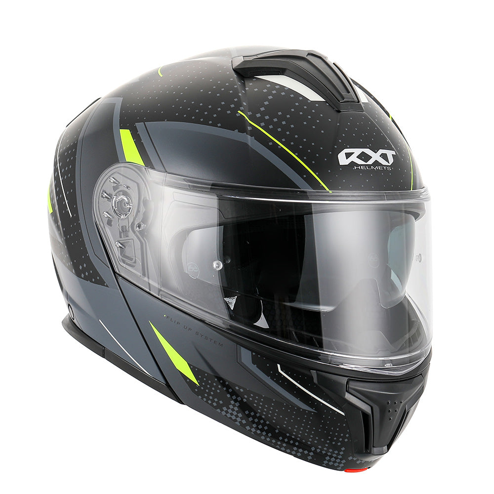 RXT 918 Flip-Up Fusion Matte Black/Grey/Fluro Yellow Helmet