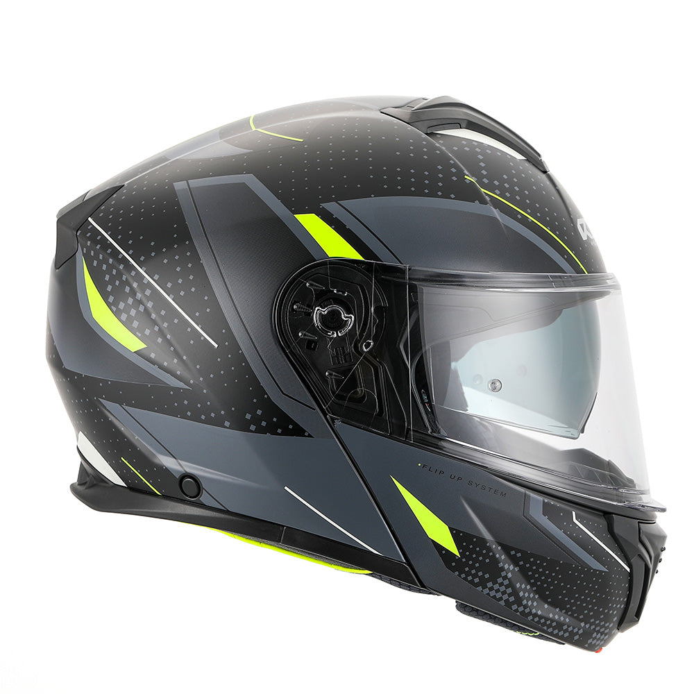 RXT 918 Flip-Up Fusion Matte Black/Grey/Fluro Yellow Helmet