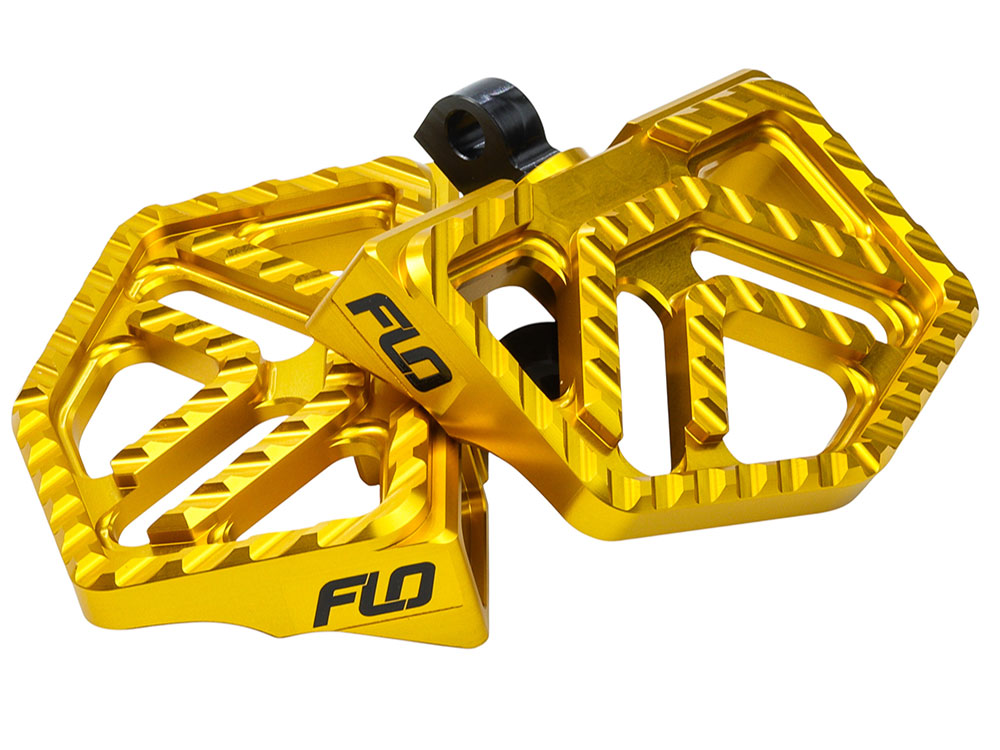 Flo Motorsports FLO-V-800V4GLD Savage Series Mini Floorboards w/H-D Male Mount Gold