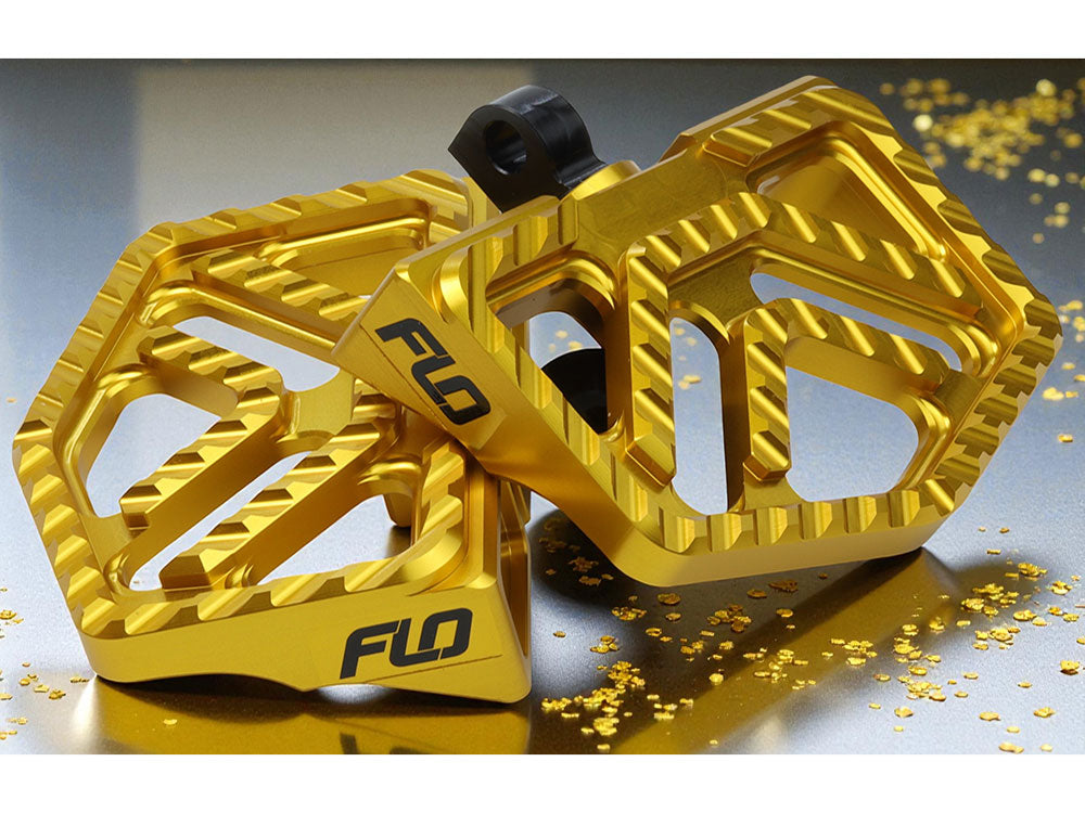Flo Motorsports FLO-V-800V4GLD Savage Series Mini Floorboards w/H-D Male Mount Gold