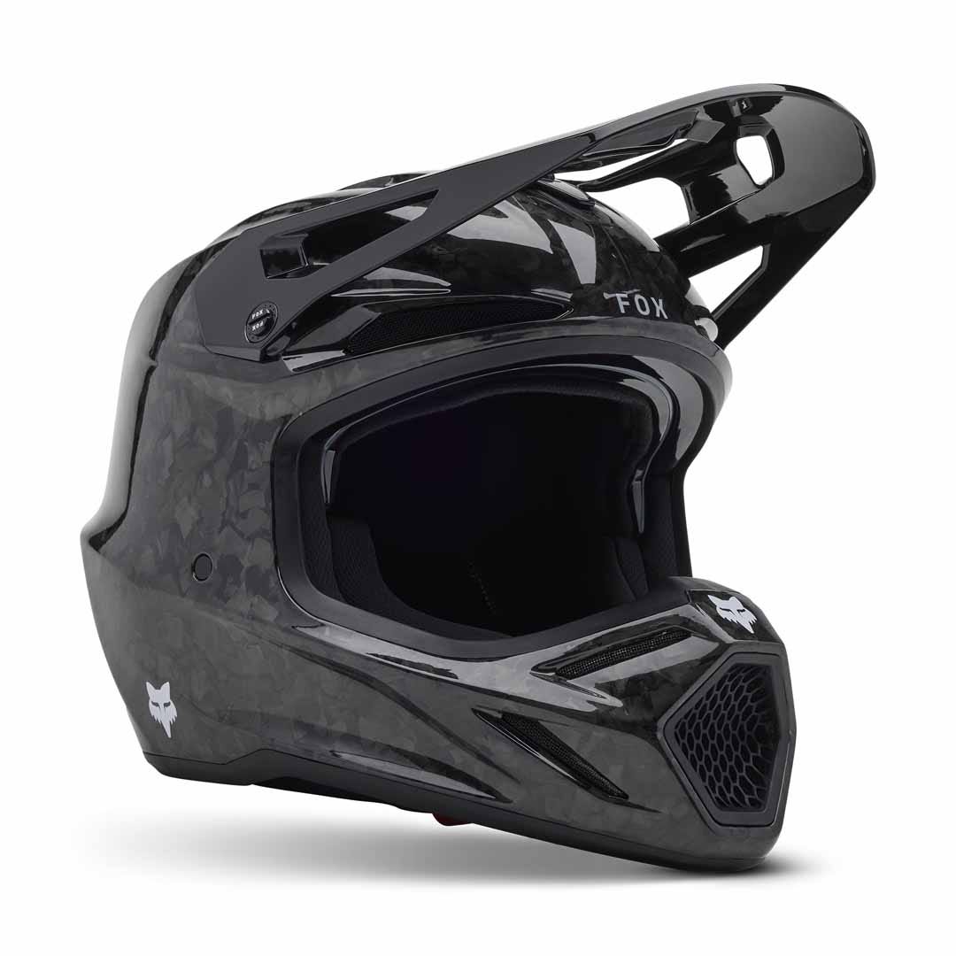 Fox V3 RS Carbon Solid Black Helmet