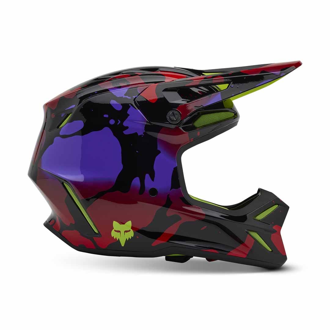 Fox V3 Throttle Fluro Yellow Helmet