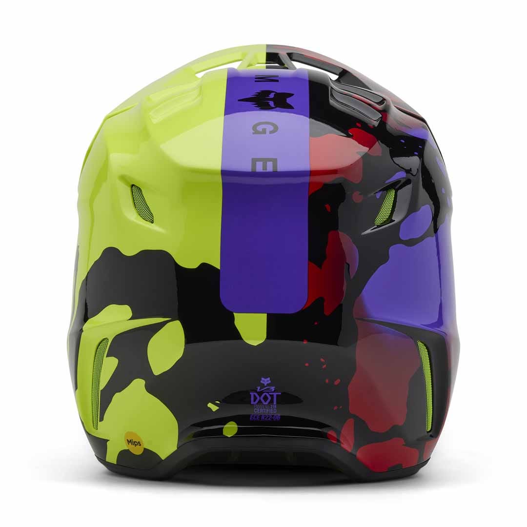 Fox V3 Throttle Fluro Yellow Helmet