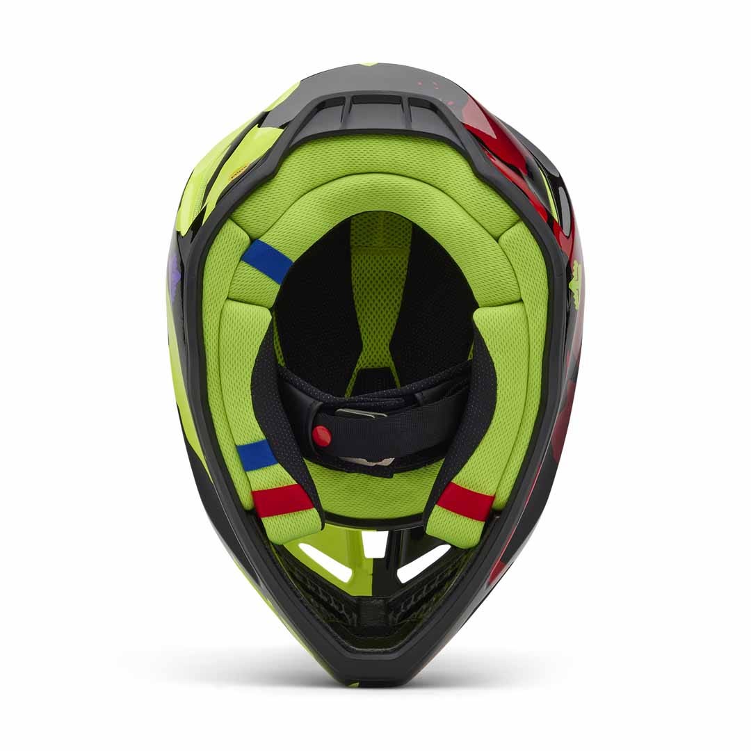 Fox V3 Throttle Fluro Yellow Helmet