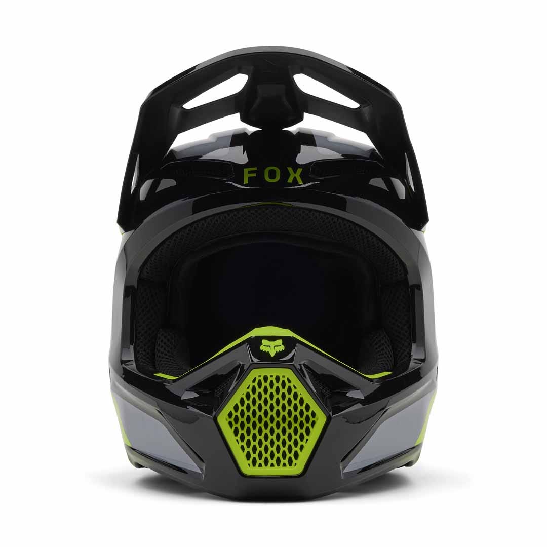 Fox V1 Lean Grey/Yellow Youth Helmet