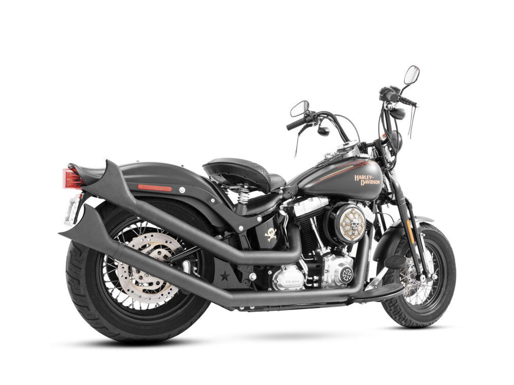 Freedom Performance FPE-HD00265 Upswept Exhaust Black w/Black Sharktail Ends Caps for Softail 86-17