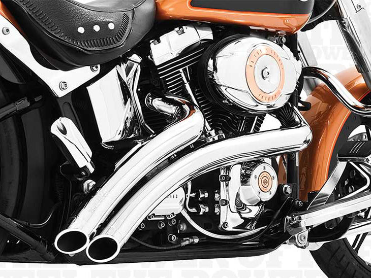 Freedom Performance FPE-HD00396 Radical Radius Exhaust Chrome w/Chrome End Caps for Softail 86-17