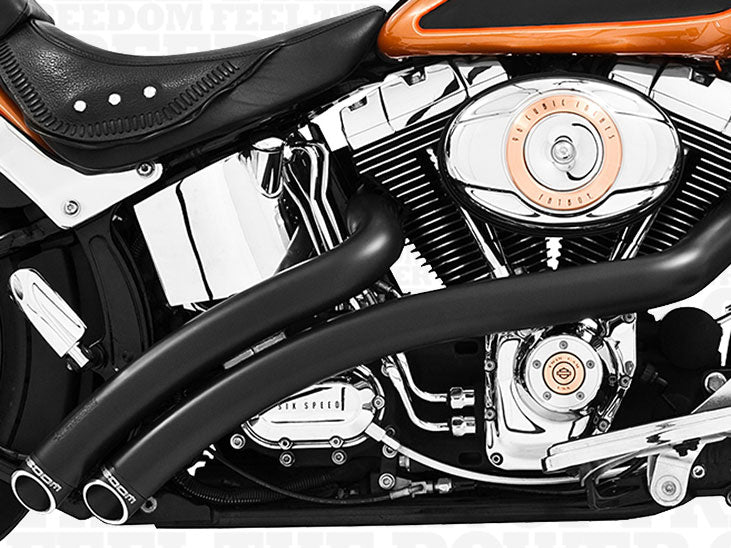 Freedom Performance FPE-HD00397 Radical Radius Exhaust Black w/Black End Caps for Softail 86-17