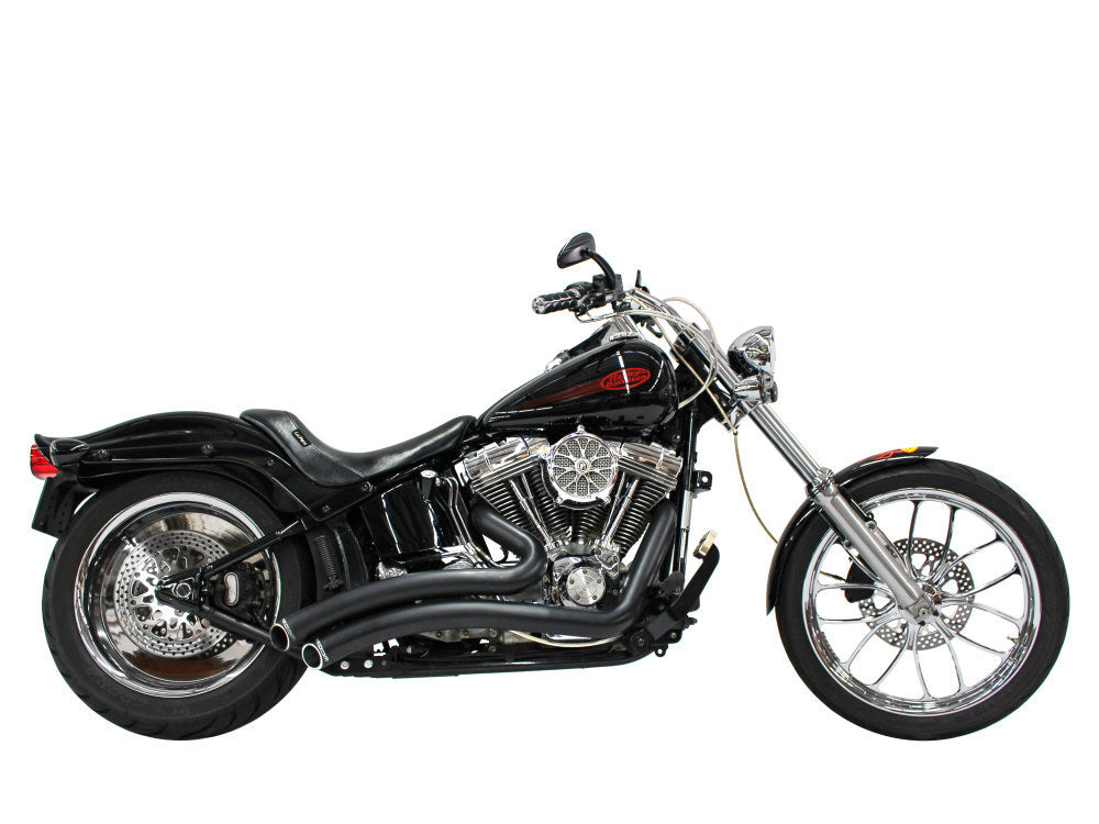 Freedom Performance FPE-HD00426 Sharp Curve Radius Exhaust Black w/Black End Caps for Softail 86-17