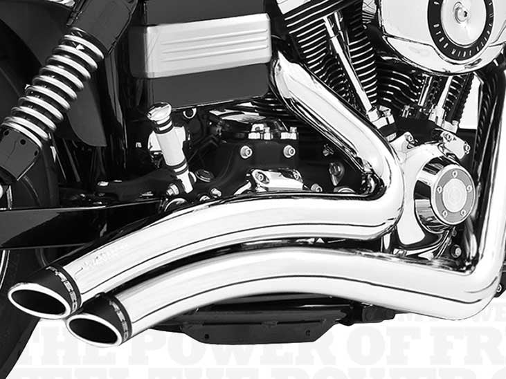 Freedom Performance FPE-HD00428 Sharp Curve Radius Exhaust Chrome w/Black End Caps for Dyna 06-17