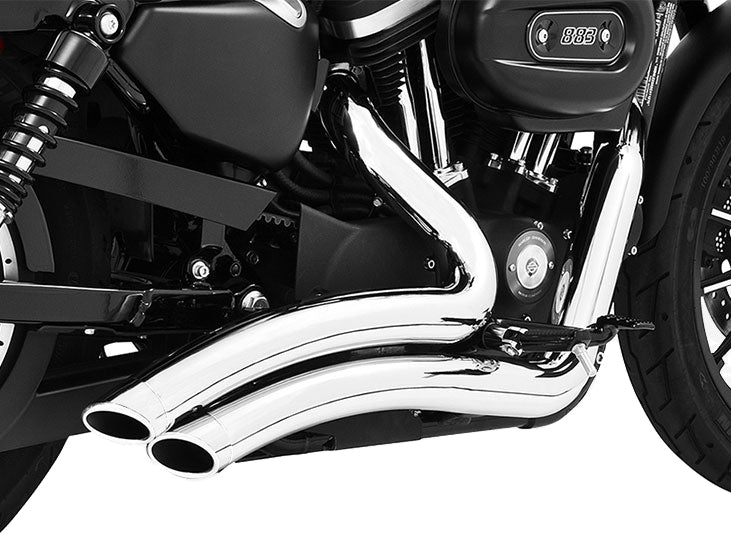 Freedom Performance FPE-HD00433 Sharp Curve Radius Exhaust Chrome w/Chrome End Caps for Sportster 04-21