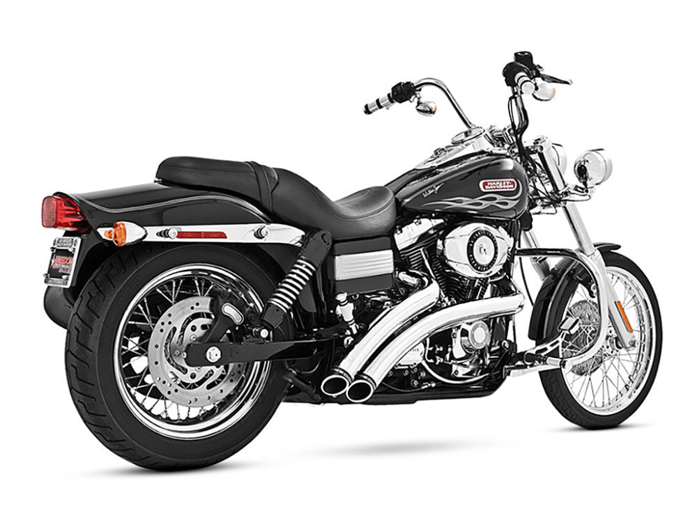 Freedom Performance FPE-HD00438 Radical Radius Exhaust Chrome w/Black End Caps for Dyna 06-17/Dyna Switchback 12-16