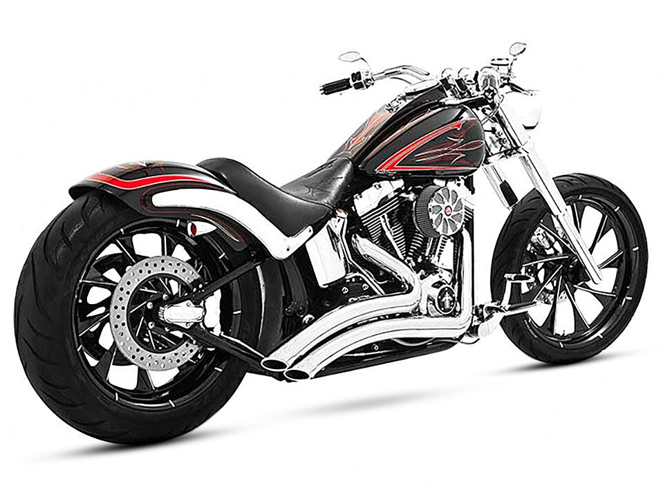 Freedom Performance FPE-HD00440 Sharp Curve Radius Exhaust Chrome w/Chrome End Caps for Softail Breakout 13-17/Rocker 08-11