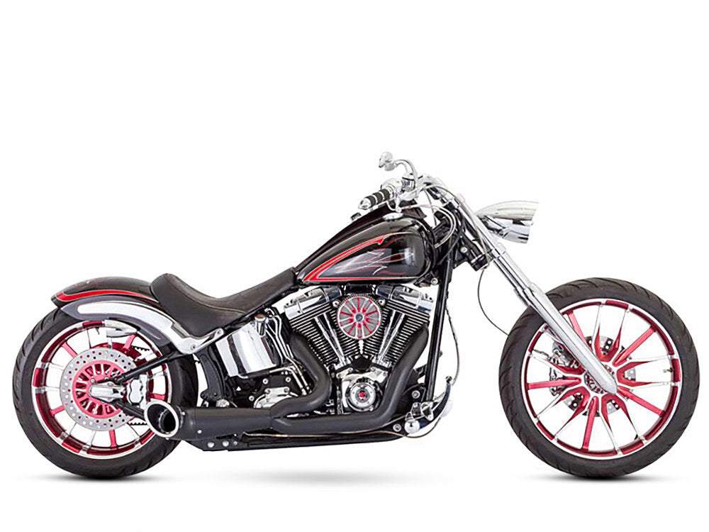 Freedom Performance FPE-HD00526 Turnout 2-1 Exhaust Black w/Black End Caps for Softail 86-17