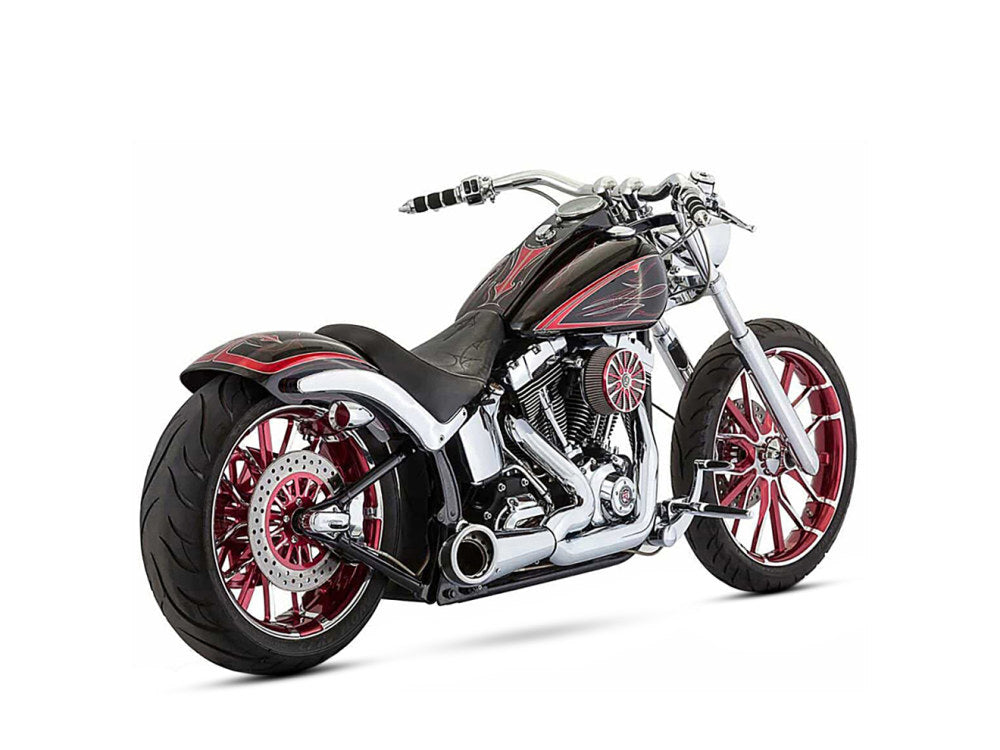 Freedom Performance FPE-HD00572 Turnout 2-1 Exhaust Chrome w/Black End Caps for Softail Breakout 13-17/Rocker 08-11