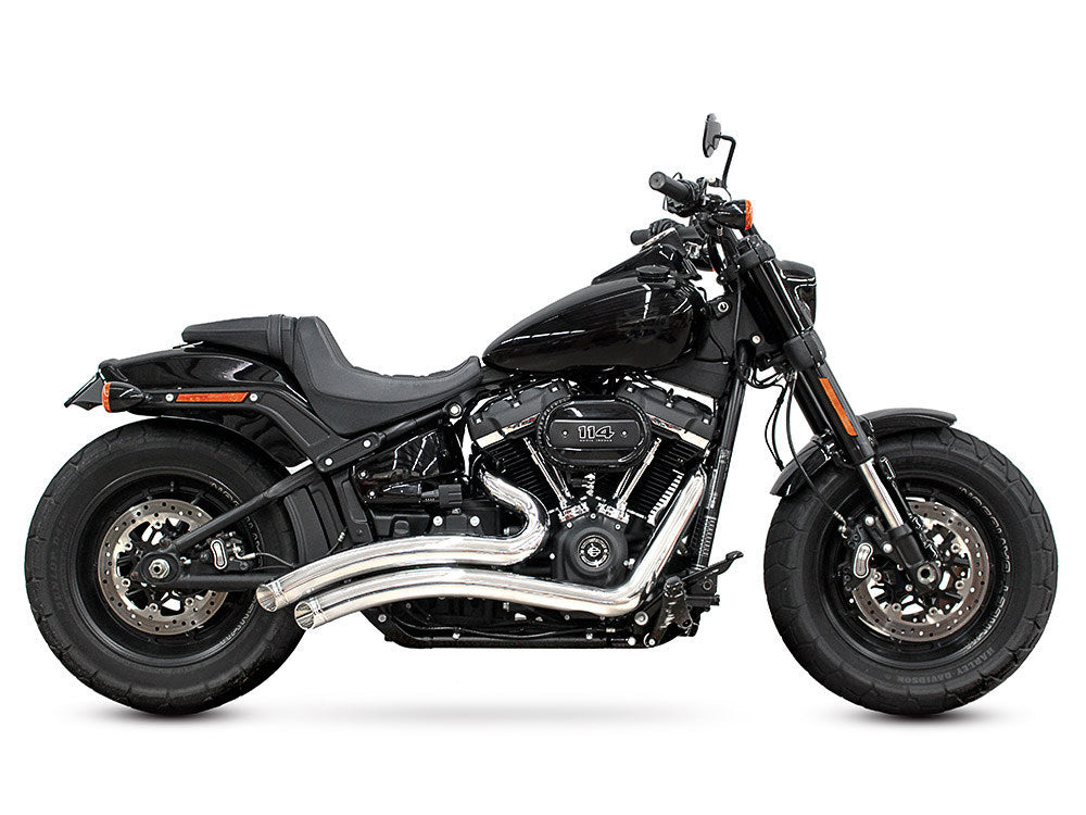 Freedom Performance FPE-HD00701A Sharp Curve Radius Exhaust Chrome w/Chrome End Caps for Harley-Davidson Softail 18-Up w/Non-240 Rear Tyre