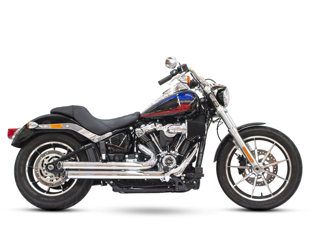 Freedom Performance FPE-HD00742 Independence Staggered Slash Exhaust Chrome w/Black End Caps for Softail 18-Up