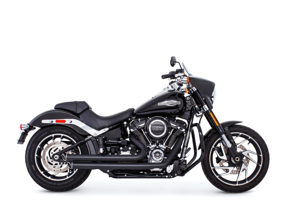 Freedom Performance FPE-HD00743 Independence Staggered Slash Exhaust Black w/Black End Caps for Softail 18-Up