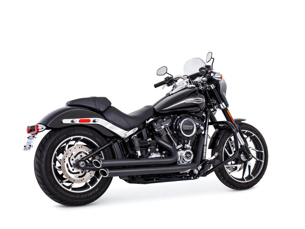 Freedom Performance FPE-HD00743 Independence Staggered Slash Exhaust Black w/Black End Caps for Softail 18-Up