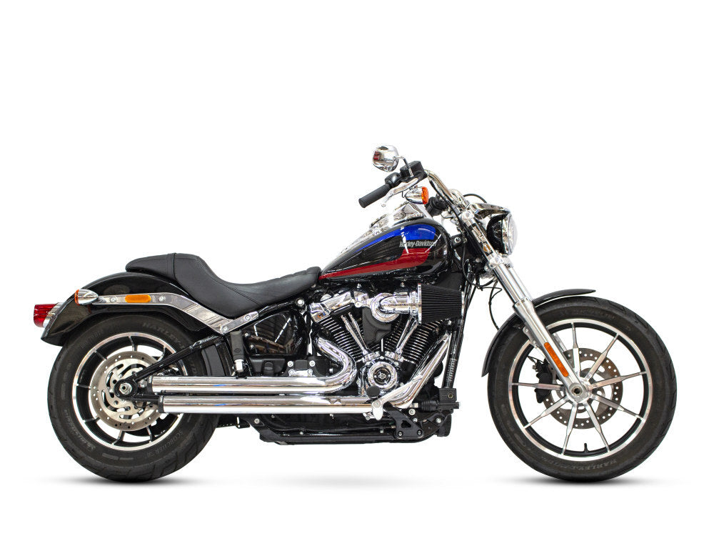 Freedom Performance FPE-HD00747 Independence Staggered Exhaust Chrome w/Black End Caps for Softail 18-Up