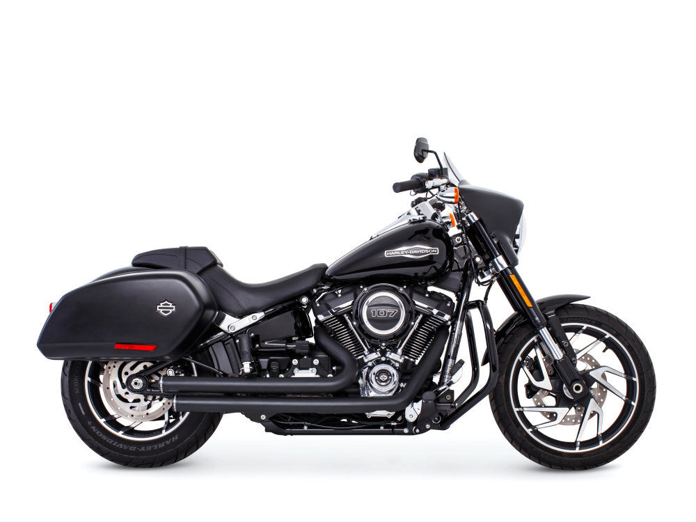 Freedom Performance FPE-HD00748 Independence Staggered Exhaust Black w/Black End Caps for Softail 18-Up