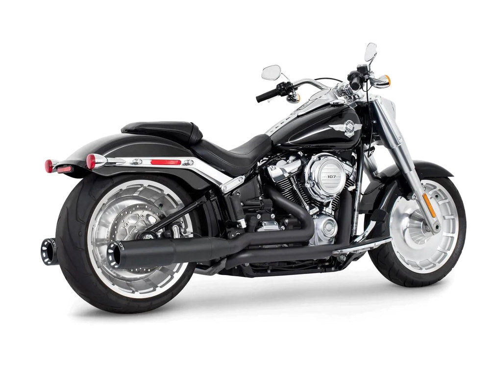 Freedom Performance FPE-HD01318 Two-Step 4.5" True Dual Exhaust Black w/Black Contrast Cut Black End Caps for Softail Breakout/Fatboy 18-Up w/240 Tyre